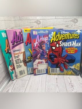 VTG 90s Disney Adventures Magazines Lot 5 Spider-Man, Shaq, X-Men, Joey Lawrence